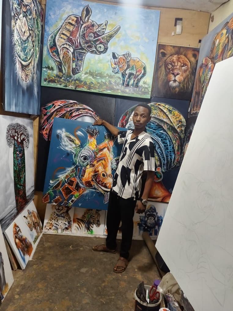 Ferdinand Ssekyanja in his studio