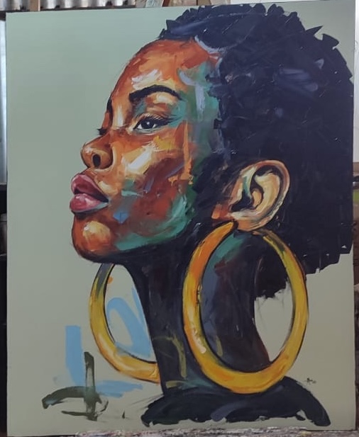 African Woman with Gold Earrings