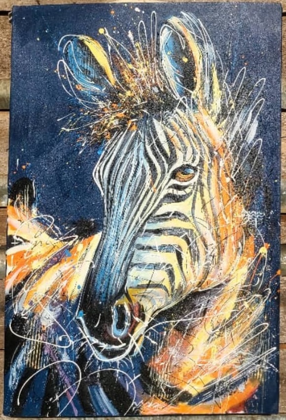 Zebra Explosive Blue Orange Abstract